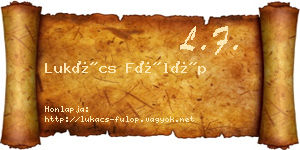 Lukács Fülöp névjegykártya